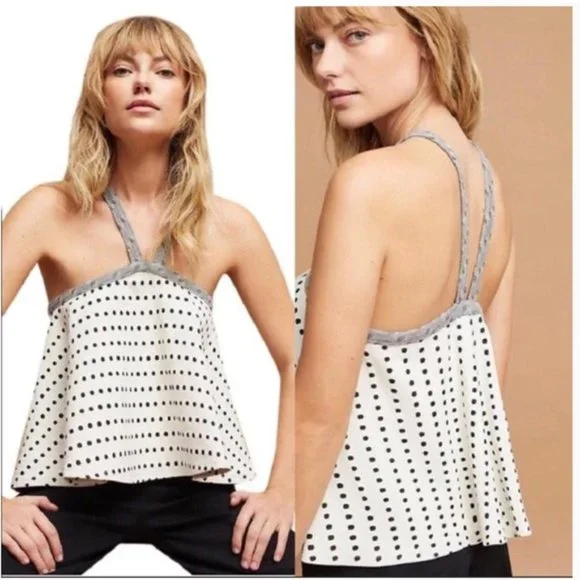 Postal Stamp Anthropologie Black & White Polka Dot Crop Top - Picture 2 of 6